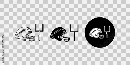 American football helmet and goal post icon set