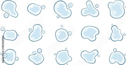 Abstract Blue Water Droplets Illustration Various Shapes and Designs for Creative Projects