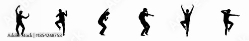 Silhouette Simple Illustration of Person in Different Dancing Poses Set