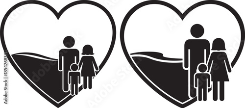 Family Love in Heart Symbol Illustration