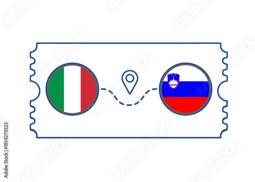 Italy – Slovenia International Travel Route vector ticket
Vector ticket route between countries