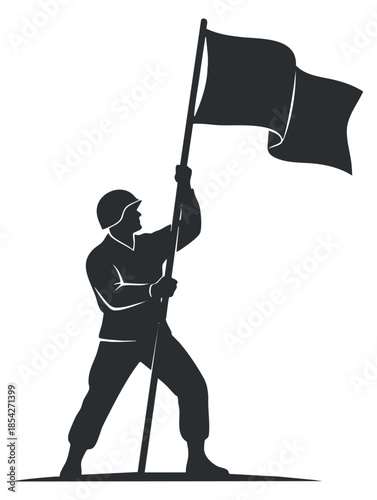soldier holding black flag silhouette clip art preview