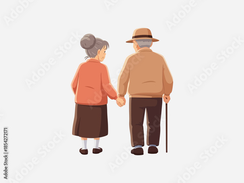 Elderly Couple Holding Hands Together.