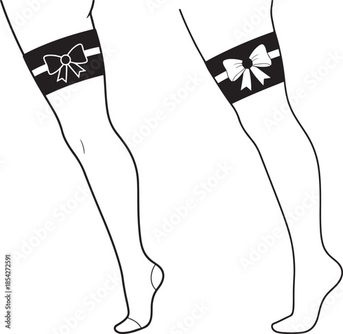 Two garter with bows on the leg set
