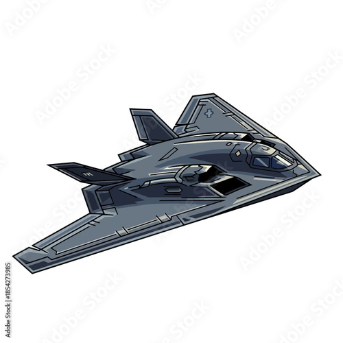 Stealth Aircraft Flying in the Sky - Modern Military Jet Illustration