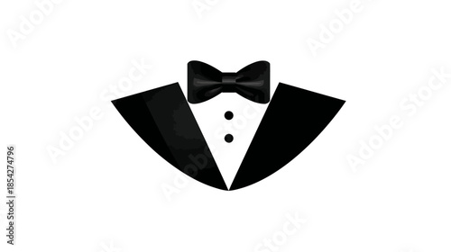 Elegant Black Tuxedo and Bow Tie Icon Representing Formal Wear, Classic Style, and Gentleman Attire for Special Events