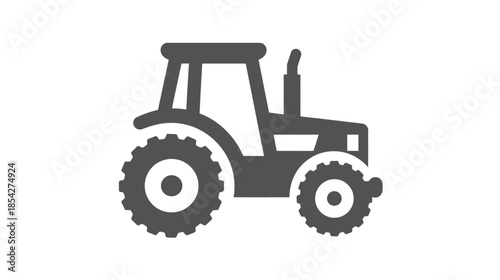 Simple Grey Farm Tractor Vector Icon Illustration. Agricultural Machine for Farming, Rural Work, and Heavy Equipment.