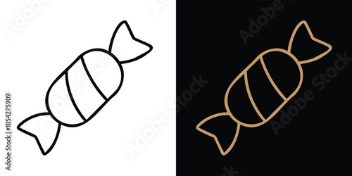 Toffee Candy Line Icon | Sweet Dessert Minimal Vector