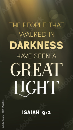 Isaiah Nine Two Bible Verse About Great Light Shining In Darkness Vector Poster