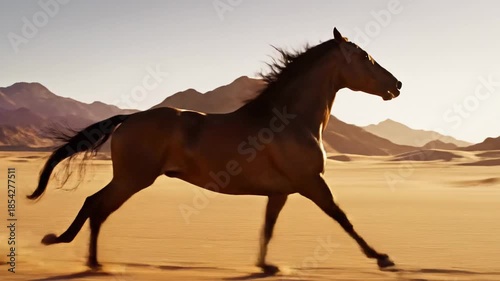 Majestic Horse Galloping Through Desert Landscape - A Visual Journey.