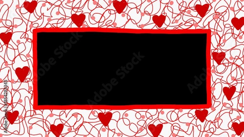 Wiggly hand drawn scribble line heart frame decoration on loop