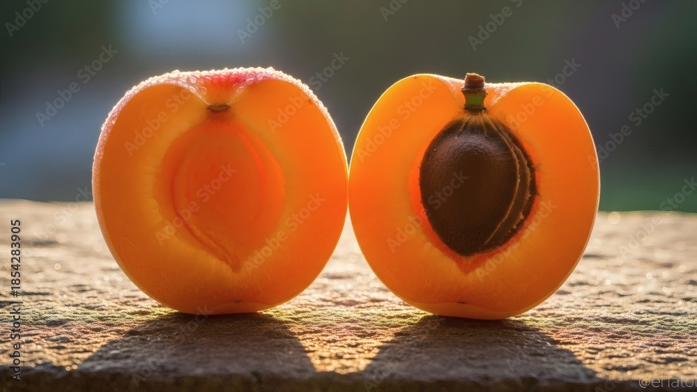 custom made wallpaper toronto digitalFresh halved apricots on rustic surface with blurred background for National Apricot Day