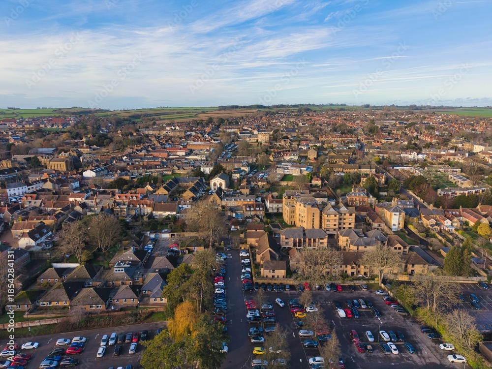 Obraz premium Aerial View of beautiful village of Sherborne, Dorset, England