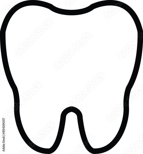Human Tooth Outline Icon, Dental Health Care Line Art, Molar Silhouette for Dentist Clinic Logo, Stomatology Medical Design Element, Oral Hygiene and Toothbrushing Concept Vector Illustration.