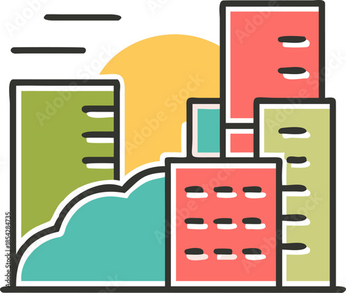 City Life at Sundown