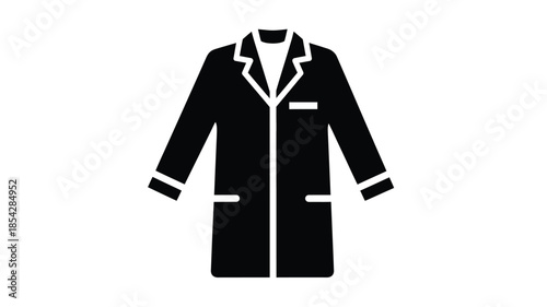 Simple black and white illustration of a lab coat a symbol of science and medicine
