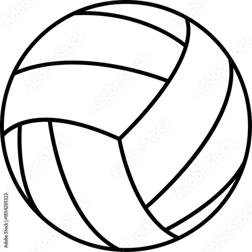 Volleyball ball outline vector illustration isolated on white background. Simple black and white line art icon of sport equipment for coloring book, athletic logo, and school sports design.