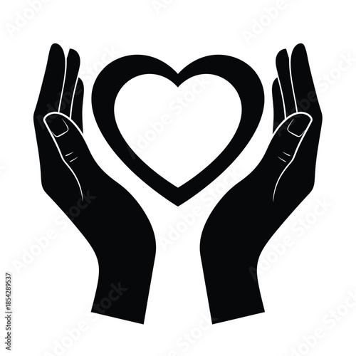 Hands gently cradling a heart shape a powerful symbol of care and affection silhouette