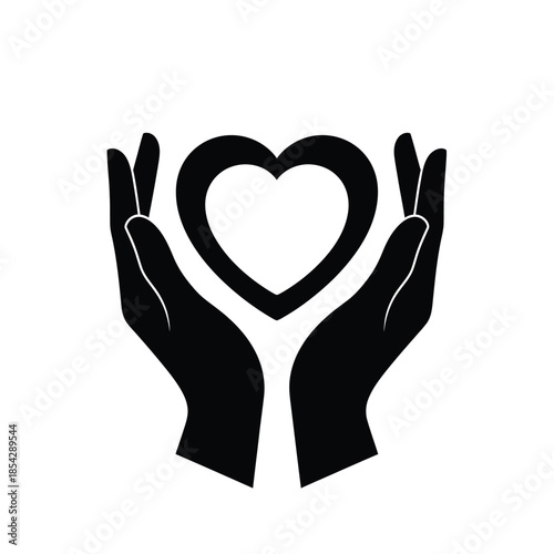 Hands forming a heart shape with fingers spread a simple and impactful silhouette