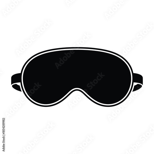 Black sleep mask with elastic straps a simple design in a dark silhouette