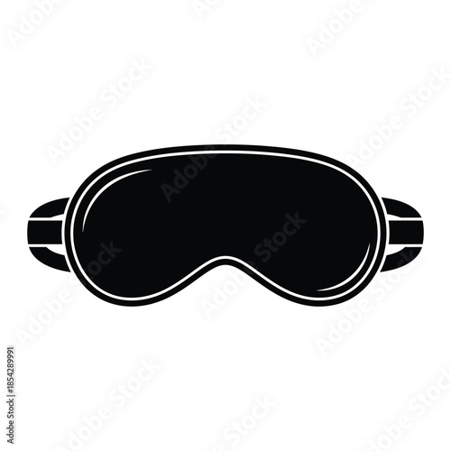 A simple black sleep mask design isolated on a white background a striking silhouette