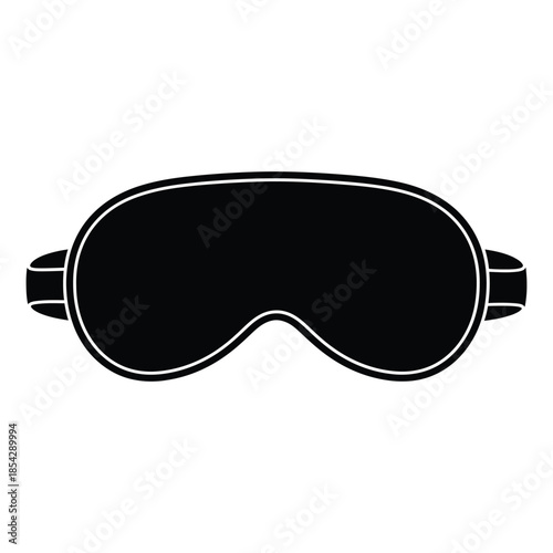 Black sleep mask isolated on white background simple design perfect for rest and relaxation silhouette