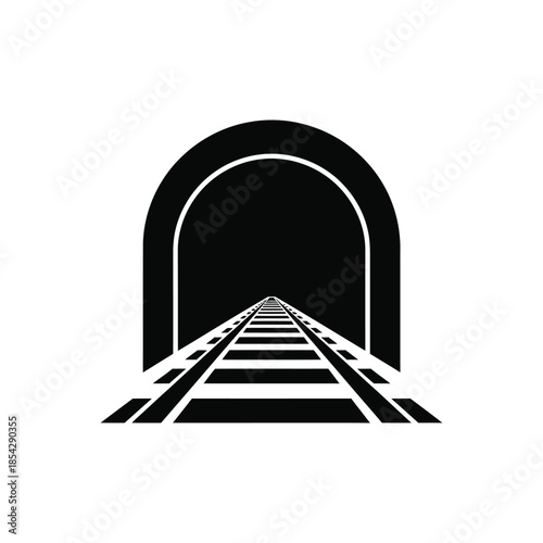 A dark tunnel entrance with converging railway tracks a striking visual silhouette