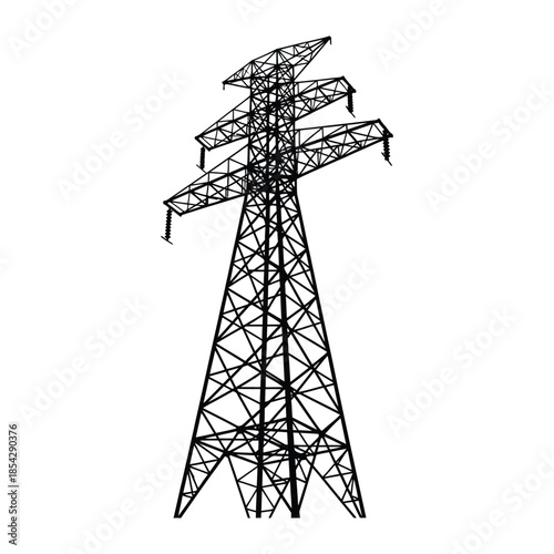 Detailed depiction of a high voltage electricity pylon structure a striking silhouette