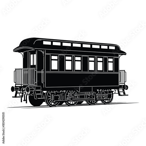 A detailed illustration of a vintage train car showcasing its classic design silhouette