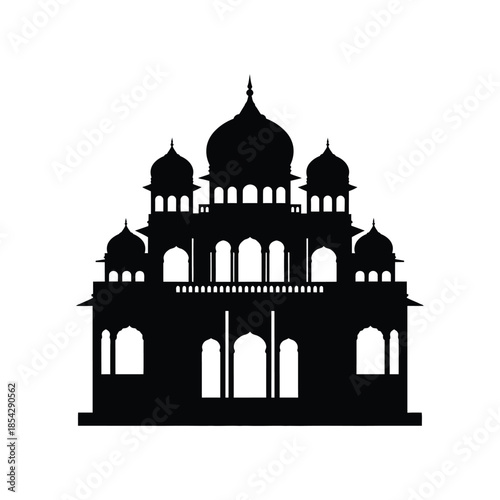 Detailed black silhouette of the golden temple amritsar india architectural landmark silhouette