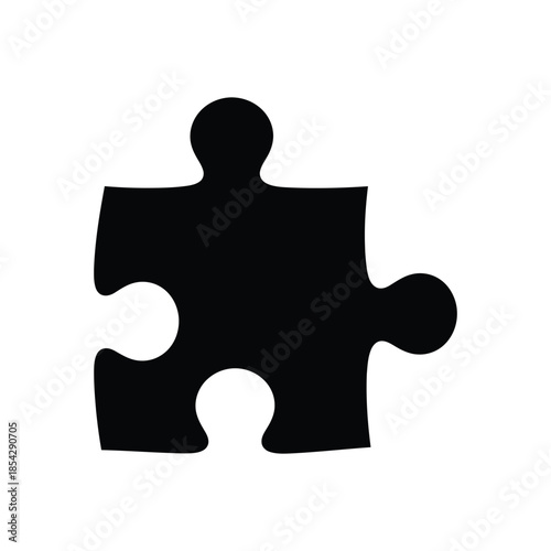 A single black puzzle piece against a white background simple graphic design silhouette