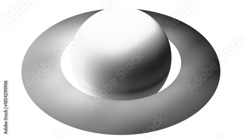 A black and white mockup of the planet Saturn with gradient shadows on the planet itself and its ring or belt. A primitive mockup of the planet Saturn. A primitive template of the planet Saturn.