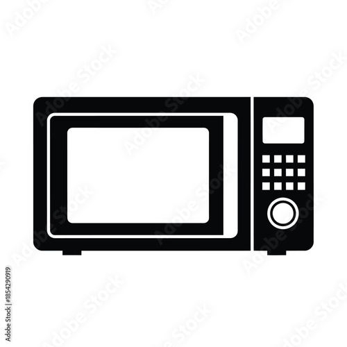 A black microwave oven icon simple design kitchen appliance modern style silhouette