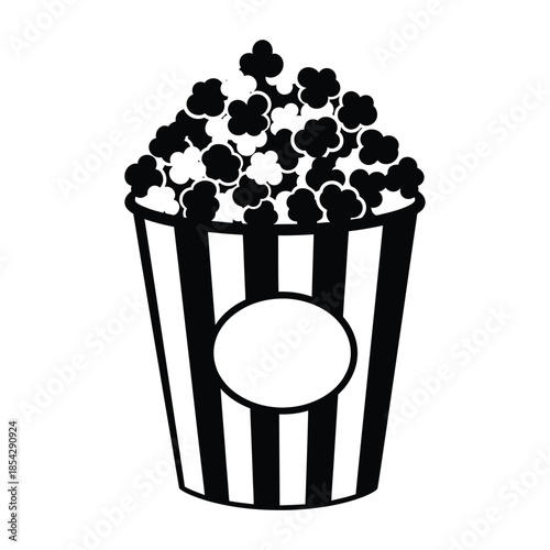 A striped bucket filled with fluffy popcorn a classic cinema treat silhouette