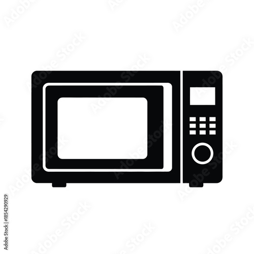 A simple black outline of a modern kitchen microwave oven a bold silhouette