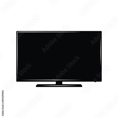 A sleek modern flat screen television presented as a dark striking silhouette