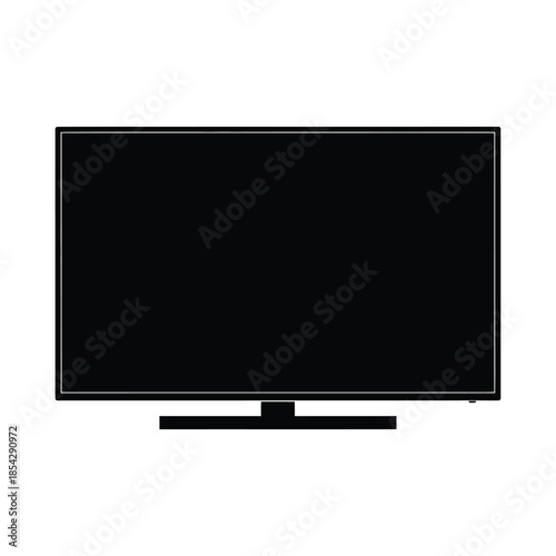 A flat screen television depicted as a dark minimalist shape silhouette