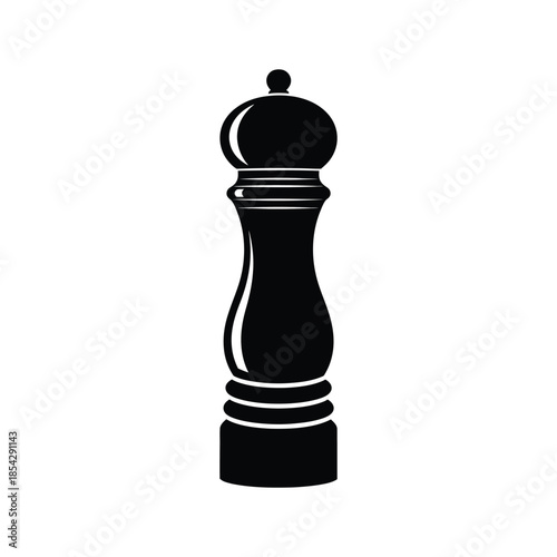 A striking black pepper grinder icon a minimalist kitchen essential rendered as a silhouette