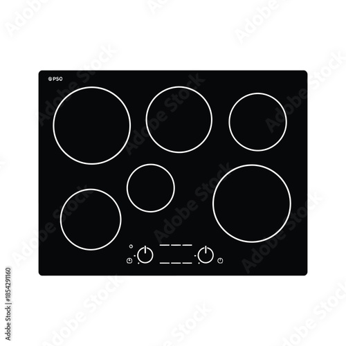 A sleek black cooktop with circular burners and digital controls a modern silhouette