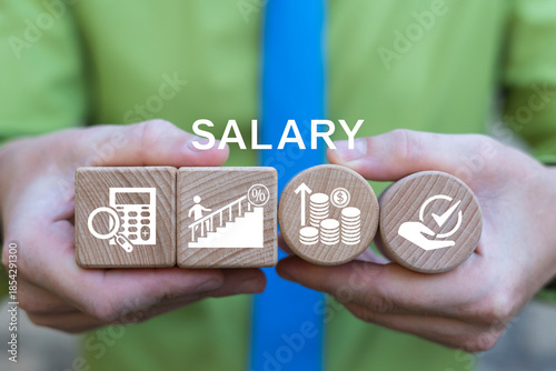 Quadro em tela Salary payroll system, online income calculate and automatic payment, employee wages concept