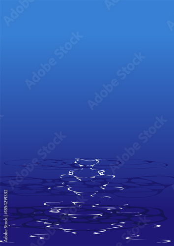 Blue background and simple  illustration of the sea