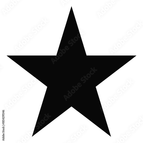 Solid black star symbol isolated on pure white background representing rating favorite achievement quality importance popularity success and celestial object