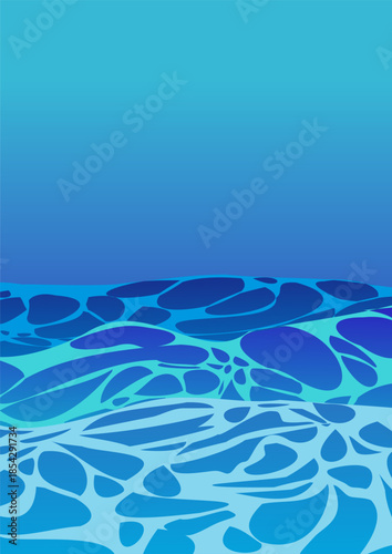 blue water surface illustration with big waves