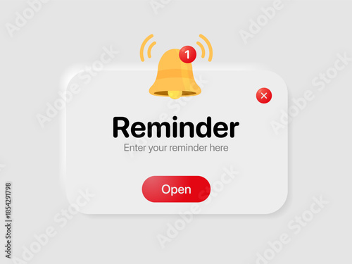 Reminder notification pop up template. Business planning ,events, reminder and timetable page vector illustration EPS10.