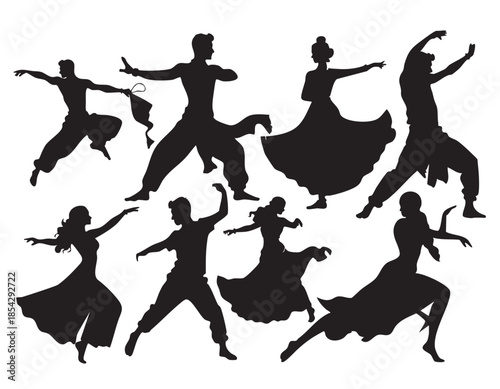 Indian Cultural Silhouettes on White Background Vector Fully Editable Smart Object Text Effect