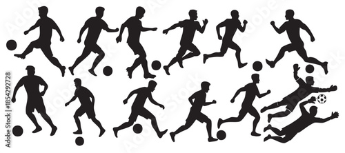 Football Player Silhouettes on White Background Vector Fully Editable Smart Object Text Effect