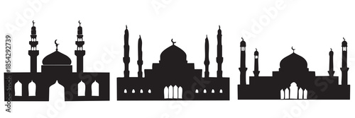 Masjid Al Haram Silhouettes on White Background Vector Fully Editable Smart Object Text Effect