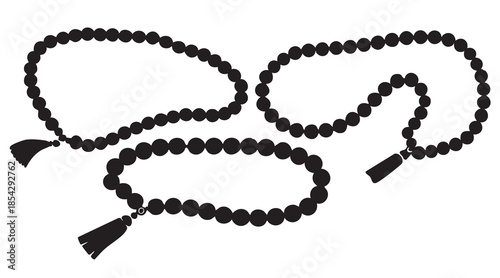 Islamic Tasbih and Prayer Beads Silhouettes on White Background Vector Fully Editable Smart Object Text Effect
