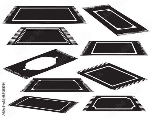 Muslim Prayer Mat Silhouettes on White Background Vector Fully Editable Smart Object Text Effect