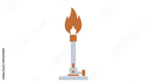 A simple illustration of a lit bunsen burner a common tool found in science labs